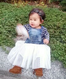 hua xx | デニムチュールワンピース(ワンピース)