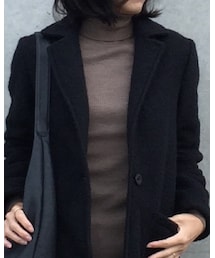 UNIQLO | エクストラファインメリノ リブタートルネックセーター,ブラウン,M(ニット/セーター)