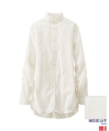 UNIQLO | スタンドカラーシャツ,白,S(シャツ/ブラウス)