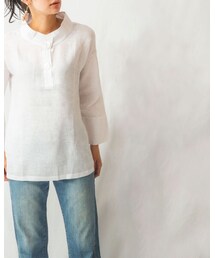 NARACAMICIE | 麻スタンドカラープルオーバーブラウス(シャツ/ブラウス)