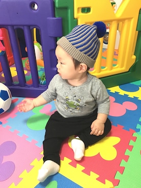 「sense of wonder（センスオブワンダー）のアイテム（帽子）」を使った、✈︎✈︎sora✈︎さん（キッズ・70cm）の秋コーディネート