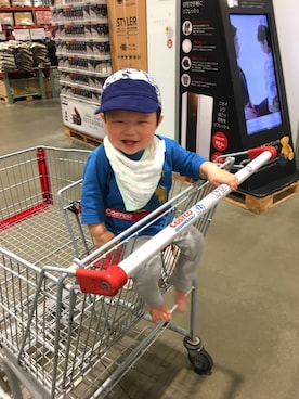 「アイテム（スタイ/よだれかけ、グリーン系）」を使った、✈︎✈︎sora✈︎さん（キッズ・70cm）の秋コーディネート