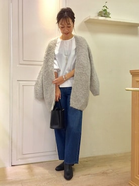 「human woman（ヒューマンウーマン）のアイテム（デニムパンツ）」を使った、sayakaさん（レディース・165cm）の冬コーディネート