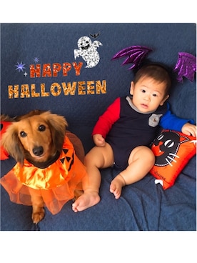 「GAP（ギャップ）のアイテム（ロンパース、その他）」を使った、さっこりんさん（キッズ・100cm）の秋コーディネート