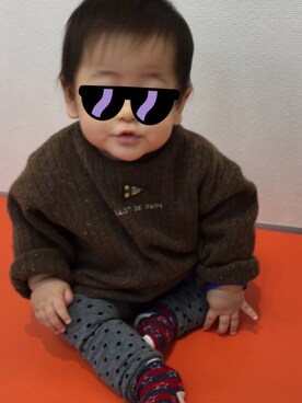 「BeBe（ベベ）のアイテム（ママ＆ベビー、ブラウン系）」を使った、さっこりんさん（キッズ・100cm）の秋コーディネート