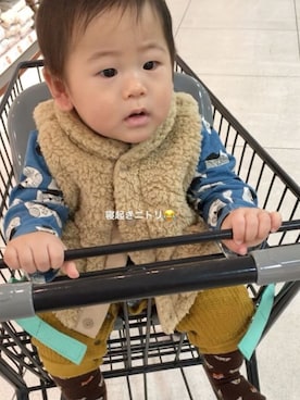 「UNIQLO（ユニクロ）のアイテム（ママ＆ベビー、ベージュ系）」を使った、さっこりんさん（キッズ・100cm）の秋コーディネート