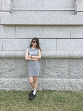 「5（ファイブ）のアイテム（ワンピース/ドレス）」を使った、卓可馨さん（レディース・155cm）の春コーディネート