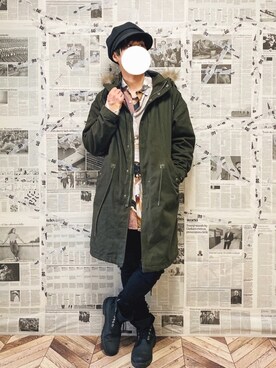 「CASPER JOHN（キャスパージョン）のアイテム（モッズコート）」を使った、YOGGIさん（メンズ・170cm）の冬コーディネート