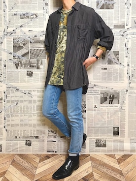 「COLE HAAN（コールハーン）のアイテム（スリッポン）」を使った、YOGGIさん（メンズ・170cm）の春コーディネート