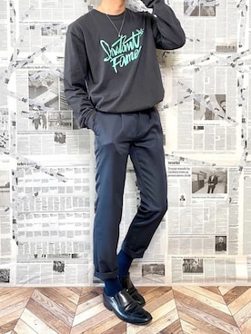 「COLE HAAN（コールハーン）のアイテム（スリッポン）」を使った、YOGGIさん（メンズ・170cm）の春コーディネート