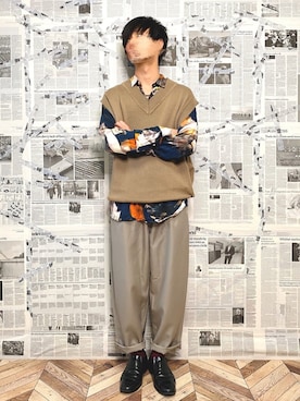 「COLE HAAN（コールハーン）のアイテム（スリッポン）」を使った、YOGGIさん（メンズ・170cm）の春コーディネート