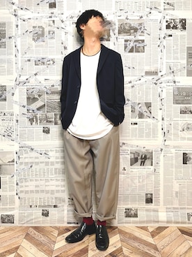 「COLE HAAN（コールハーン）のアイテム（スリッポン）」を使った、YOGGIさん（メンズ・170cm）の春コーディネート