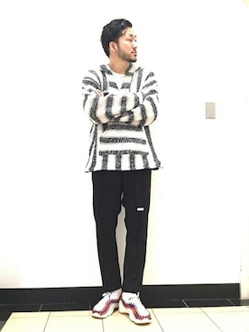 「ストライプ」｜「アイテム（ブルゾン）」を使った、Naraさん（メンズ・179cm）の春コーディネート