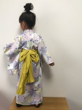 「petit main（プティマイン）のアイテム（浴衣）」を使った、myさん（キッズ・104cm）の夏コーディネート