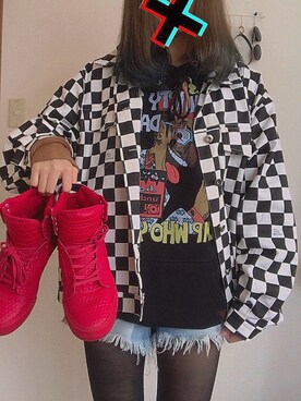 「KOLMEBABYのアイテム（デニムジャケット、ホワイト系）」を使った、moepiさん（レディース・157cm）の秋コーディネート