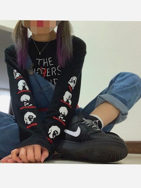 「AS KNOW AS PINKY（アズノゥアズピンキー）のアイテム（オールインワン・サロペット）」を使った、moepiさん（レディース・156cm）の秋コーディネート