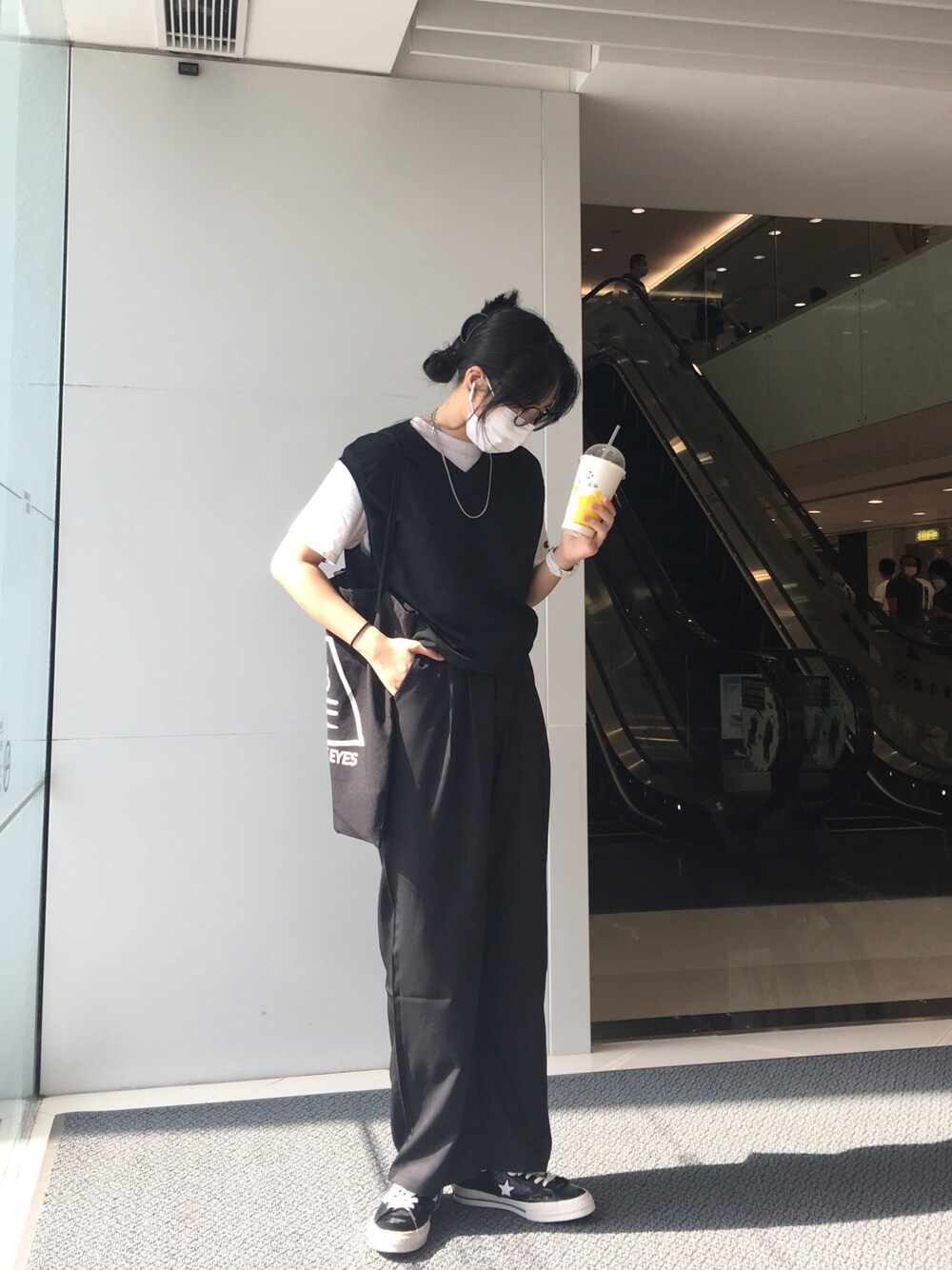 「ootd」｜「Championの【Champion Authentic T-SHIRTS】レディース チャンピオン コットン 無地 半袖 Tシャツ（Tシャツ/カットソー、ホワイト系）」を使った、yuk222w さん（レディース・168cm）の夏コーディネートの1枚目の写真