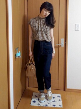 「ハイウエストストレートジーンズ」｜kaori_hi423さん（レディース・162cm）の夏コーディネート