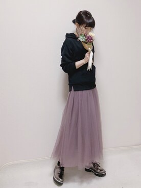 kaori_hi423さんの「[低身長サイズ有]チュールロングスカート」を使ったコーディネート