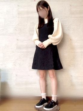 「one after another NICE CLAUP（ワンアフターアナザーナイスクラップ）のアイテム（ジャンパースカート）」を使った、soyさん（レディース・154cm）の冬コーディネート