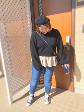 「FREAK'S STORE（フリークスストア）のアイテム（ハンチング/ベレー帽）」を使った、えーたむさん（レディース・160cm）の秋コーディネート