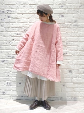 Samansa Mos2 サマンサ モスモス の リトアニアリネン前後着チュニックブラウス シャツ ブラウス Wear