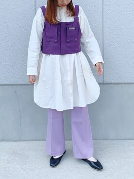 「SENSE OF PLACE by URBAN RESEARCH（センスオブプレイスバイアーバンリサーチ）のスクエアトウセンターシームフラットシューズ（パンプス）」を使った、かとういおりさん（レディース・152cm）の春コーディネート