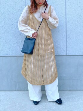 「SENSE OF PLACE by URBAN RESEARCH（センスオブプレイスバイアーバンリサーチ）のスクエアトウセンターシームフラットシューズ（パンプス）」を使った、かとういおりさん（レディース・152cm）の春コーディネート