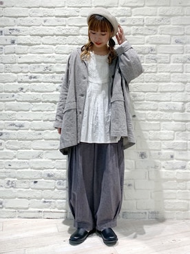 「春めきシューズ」｜「アイテム（ハンチング/ベレー帽）」を使った、かとういおりさん（レディース・153cm）の春コーディネート