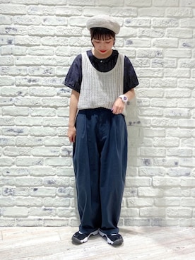 「COOLなこのコが仲間入り」｜「アイテム（ハンチング/ベレー帽）」を使った、かとういおりさん（レディース・153cm）の夏コーディネート