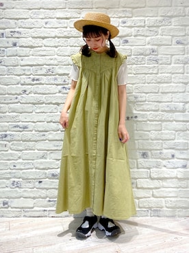 「ピスタチオ」｜「アイテム（帽子）」を使った、かとういおりさん（レディース・153cm）の夏コーディネート