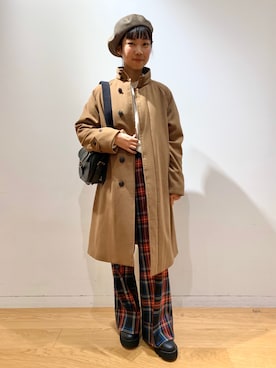「KIJIMA TAKAYUKI」｜「アイテム（その他アウター）」を使った、タハラアカネさん（レディース・159cm）の秋コーディネート
