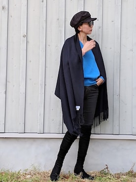 「カシミヤ」｜「アイテム（キャスケット）」を使った、stylist komakiさん（レディース・162cm）の秋コーディネート