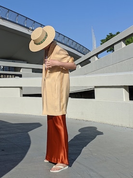 「ストローハット」｜「アイテム（ジャケット/アウター）」を使った、stylist komakiさん（レディース・162cm）の春コーディネート