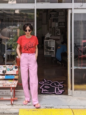「red」｜「アイテム（サンダル）」を使った、stylist komakiさん（レディース・162cm）の夏コーディネート