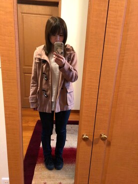 「RETRO GIRL（レトロガール）のアイテム（ダッフルコート）」を使った、erikaさん（レディース・155cm）の冬コーディネート