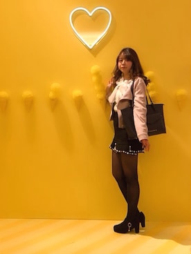 「CECIL McBEE（セシルマクビー）のアイテム（ライダースジャケット）」を使った、Rionaさん（レディース・151cm）の春コーディネート
