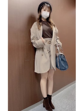「eimy istoire」｜「アイテム（ハンチング/ベレー帽）」を使った、Rionaさん（レディース・151cm）の秋コーディネート