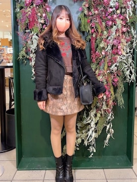 「LIPSERVICE（リップサービス）のアイテム（ジャケット/アウター）」を使った、Rionaさん（レディース・151cm）の冬コーディネート