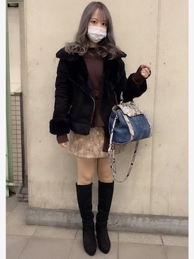 「LIPSERVICE（リップサービス）のアイテム（ジャケット/アウター）」を使った、Rionaさん（レディース・151cm）の冬コーディネート