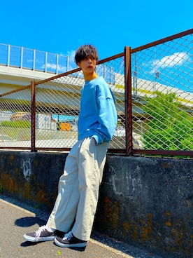 「shiki tokyo（シキトウキョウ）のアイテム（スウェット）」を使った、楠 拓也さん（メンズ・180cm）の春コーディネート