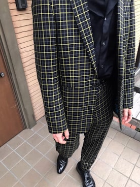 「アイテム（セットアップ、イエロー系）」を使った、Hirokunさん（メンズ・171cm）の冬コーディネート