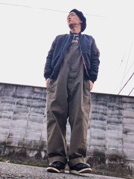 「Johnbull（ジョンブル）のアイテム（サロペット/オーバーオール）」を使った、ぽんさん（メンズ・173cm）の冬コーディネート