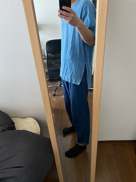 「yotsuba（ヨツバ）のアイテム（Tシャツ/カットソー、ブルー系）」を使った、ぶちさん（メンズ・177cm）の夏コーディネート