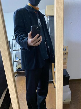 「COMME des GARCONS HOMME（コム デ ギャルソン・オム）のアイテム（スラックス、ブラック系）」を使った、ぶちさん（メンズ・177cm）の秋コーディネート