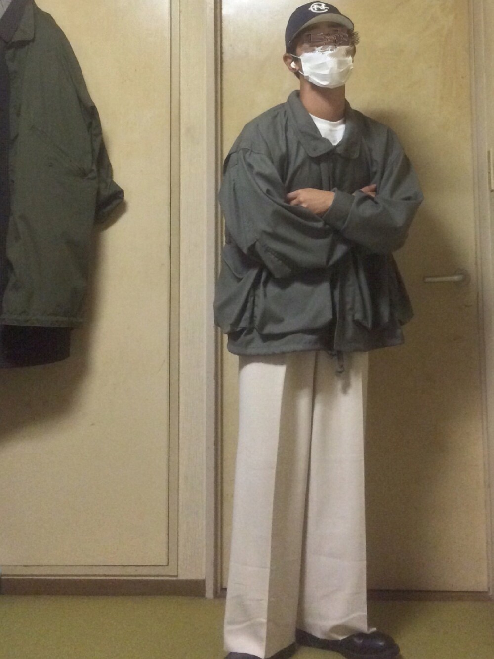 「秋コーデ、nautica、古着、VINTAGE、vintage style、fashion、outfit、BEAMS、outfitoftheday、military」｜「古着のアイテム（帽子、ブルー系）」を使った、Taka→さん（メンズ・165cm）の秋コーディネートの1枚目の写真