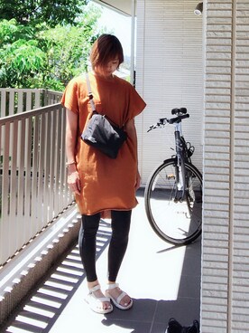 「ZARA BASIC（ザラベーシック）のアイテム（チュニック）」を使った、ともさん（レディース・166cm）の夏コーディネート