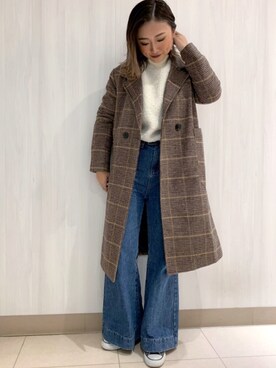 「holiday」｜「アイテム（スウェット）」を使った、sonaさん（レディース・160cm）の冬コーディネート