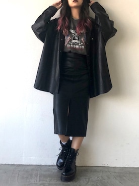 「ロックT」｜「アイテム（その他アウター）」を使った、sonaさん（レディース・159cm）の秋コーディネート