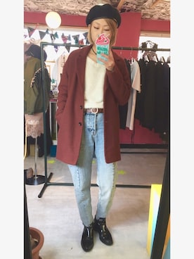 「マムジーンズ」｜「アイテム（チェスターコート）」を使った、toyさん（レディース・164cm）の春コーディネート